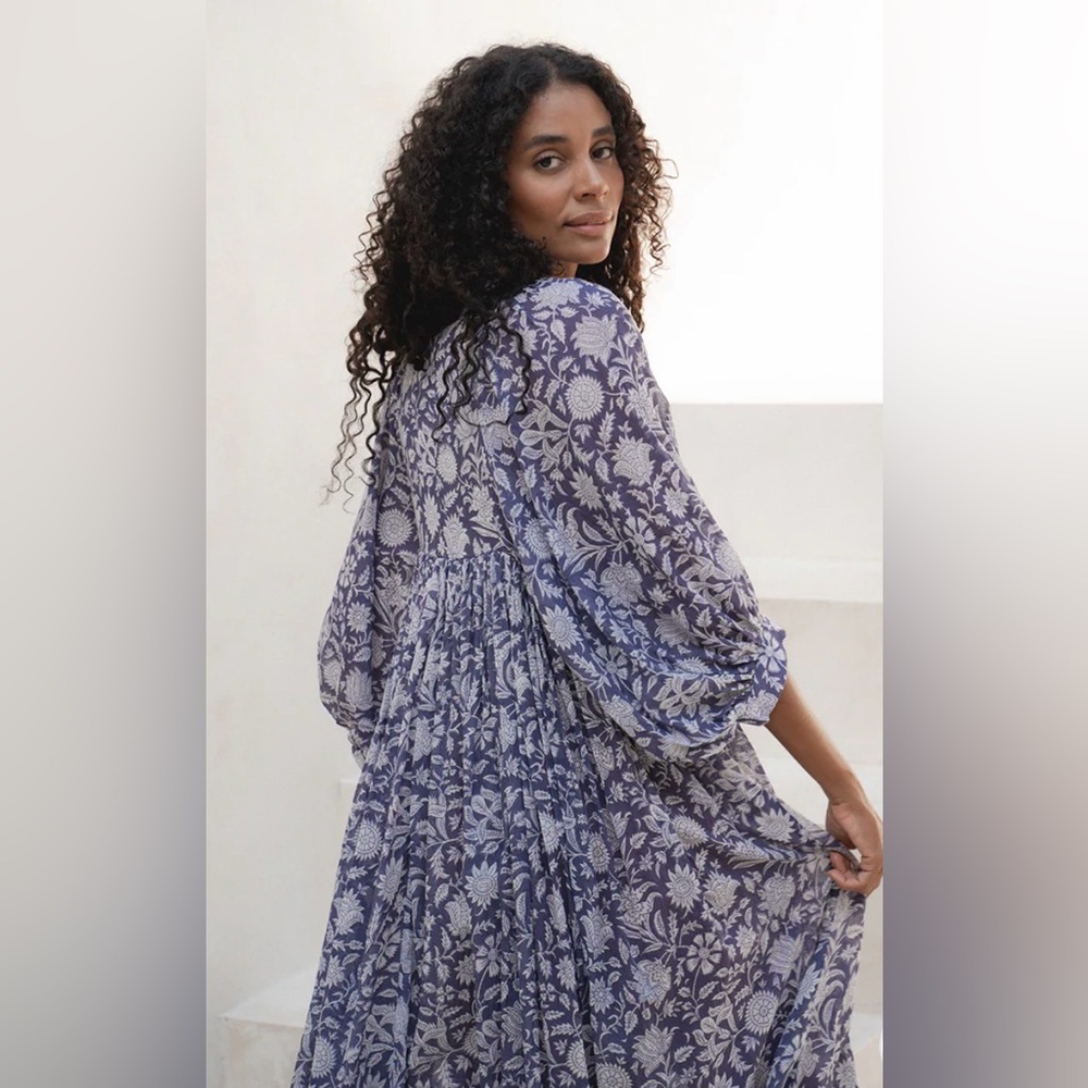 NWT Daughters of India Kyra Midi Dress ~ Blue Iris XXL (12-14) - Picture 10 of 15